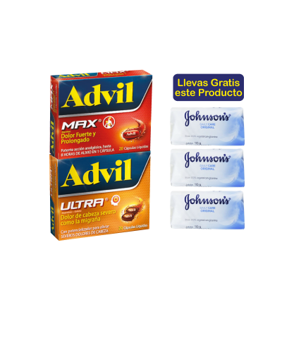 ADVIL MAX *20 + ADVIL ULTRA*20 GTS 3 JABON ADULTO