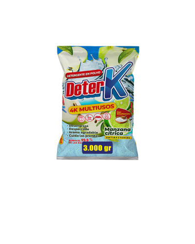 Detergente en Polvo Antibacterial 4K Manzana Cítrica x 3000 g